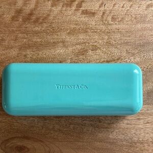 Tiffany & Co Eyeglasses Half Rim Metal Frame Blue Temples Made In Italy w Case